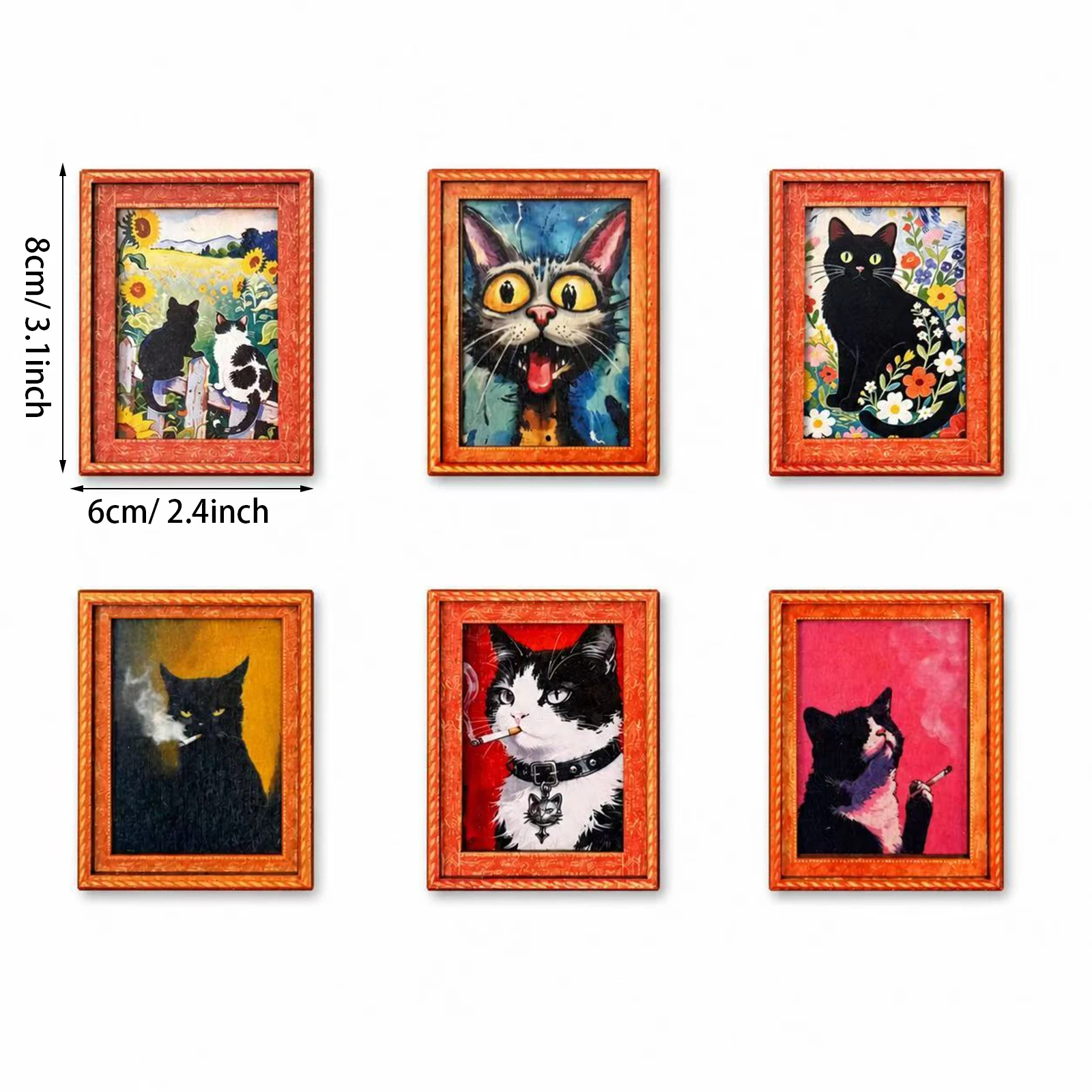 6Pcs Elevate Your Space With Cute Cat Picture Magnets Stylish Decor For Fridge Microwave And Lockers
