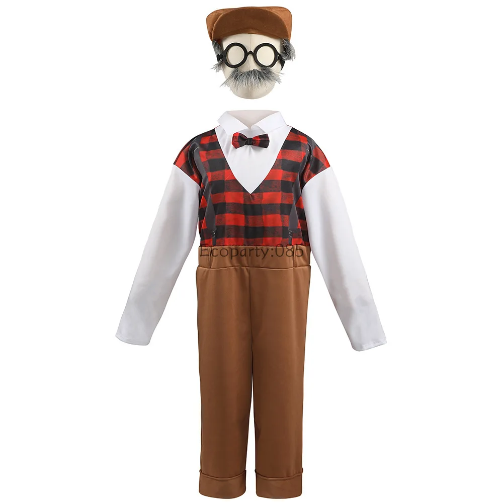 Costume de vieil homme cosplay pour enfants, accessoires, chapeau, lunettes, barbe, gangster, 100e jour d'école, grand-père, Halloween