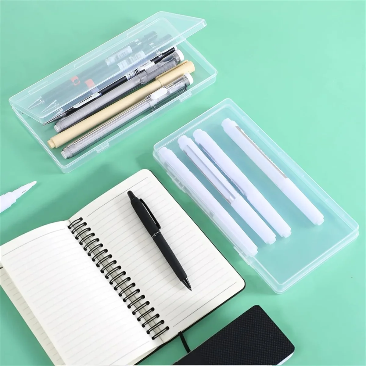 ABGV 3Pack Mini Plastic Clear Storage Containers Box,Small Rectangle Empty Organizer Case with Hinged Lid for Collecting Bead