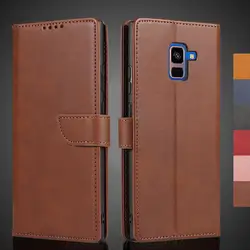 Case for Samsung Galaxy A8 2018 A530F / A8+ 2018 A730F J4 J6 A6 Plus 2018 PU Leather Card Holder Wallet Case Magnetic Attraction