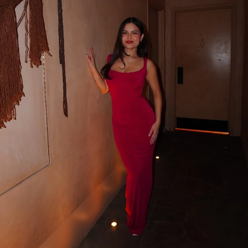 Suninheart-Robe de soirée dos nu à gros nœud pour femme, robe de gala sexy, robe maxi rouge pour invité de mariage