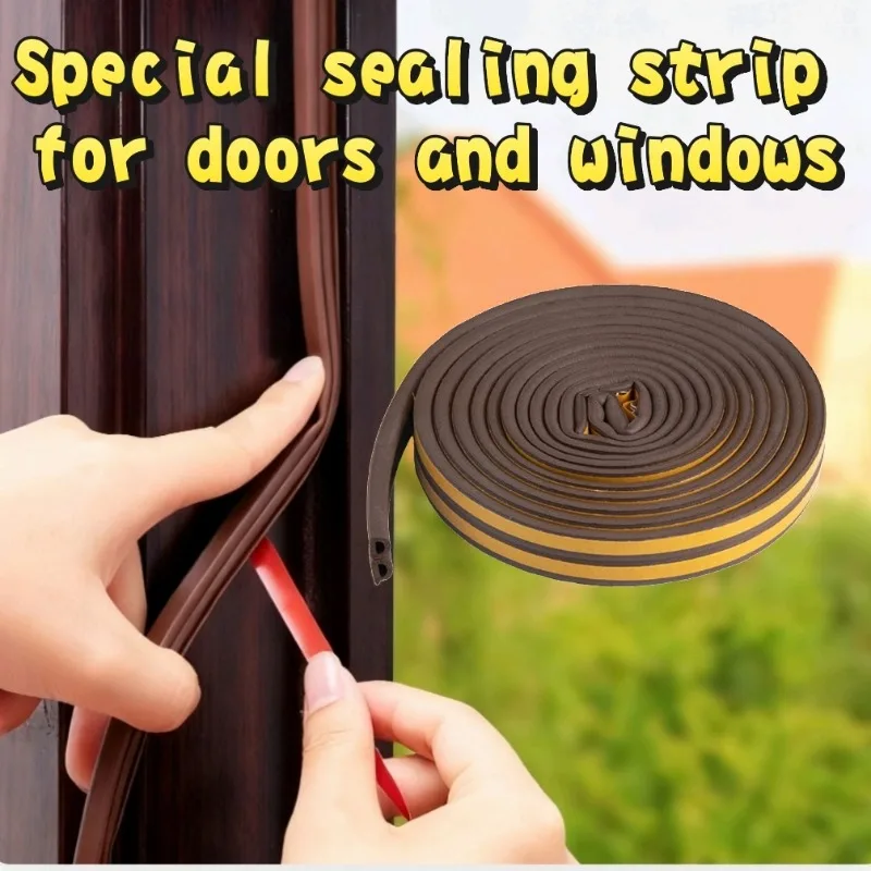 5/10m DType Self Adhesive Window Door Seal Strip Foam Draught Excluder Dustproof Noise Insulation Anti Collision Tape