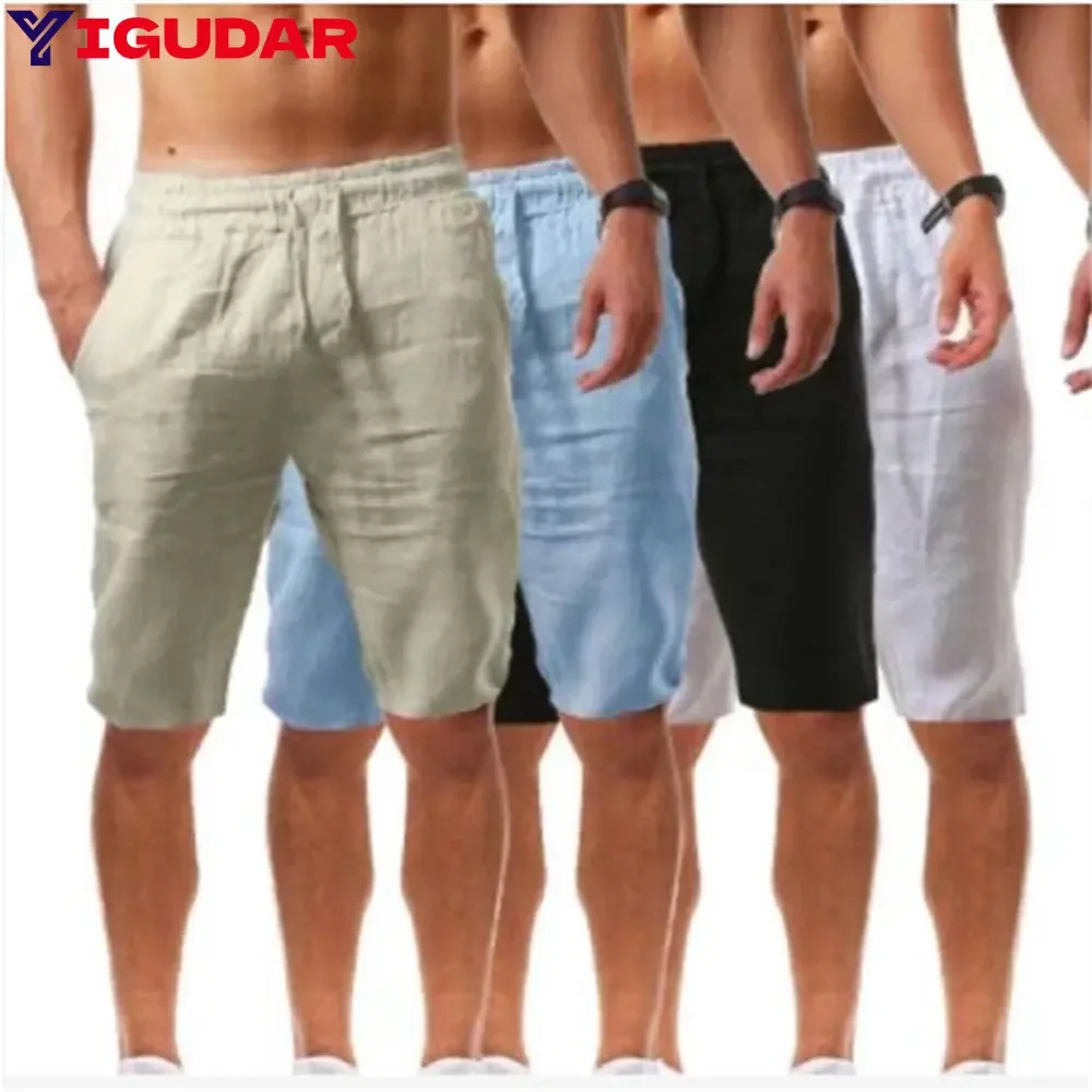 

2025 New Men's Cotton Linen Shorts Summer Casual Breathable Solid Color Linen Short Trousers Fitness Streetwear Shorts men pants