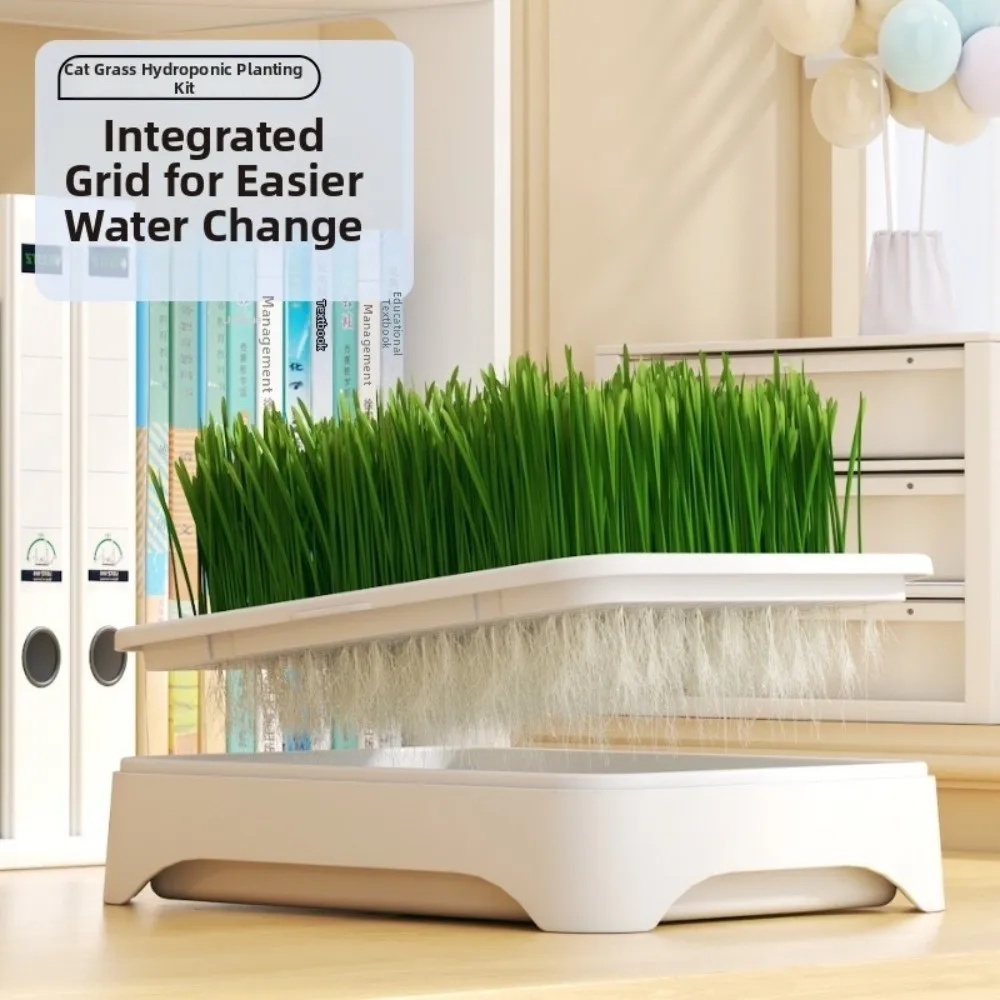 Plastic Cat Grass Planter Self-planted Tray Anti-Pull Out Soil-Free Nursery Box Growth System Cultivation Pot Sprout Tray