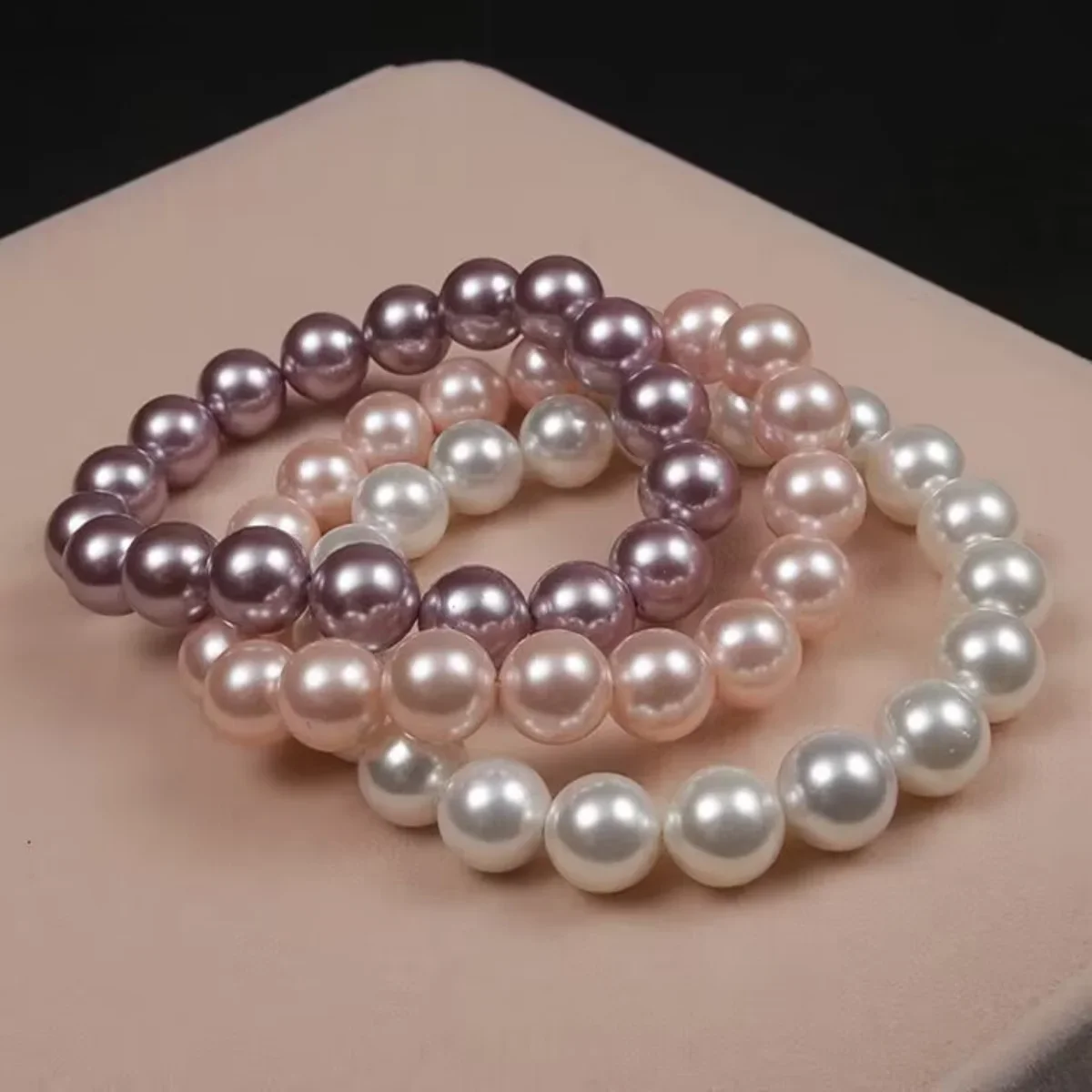 10mm Multicolor Round Natural Shell Pearl Bracelet Fashion Small High Grade Hand Decoration Women Girls Jewelry Making Design