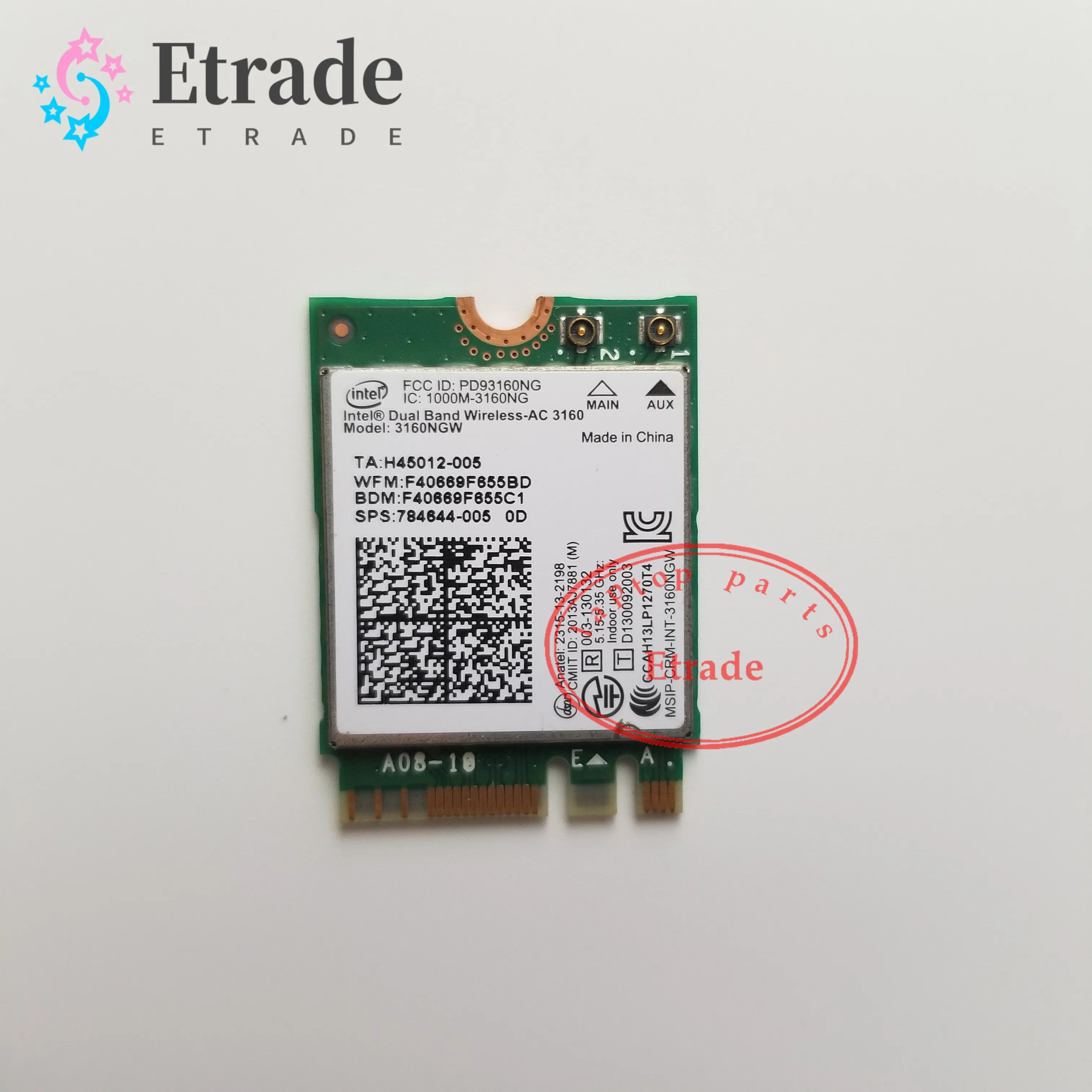 

Dual Band Wireless-AC 3160NGW Bluetooth 4.0 NGFF Wifi WLAN Card 802.11 Ac For HP Pavilion x360 784644-005