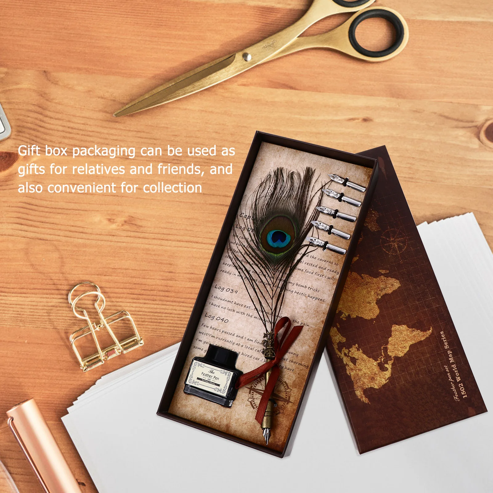 

1Set Dip Pen Set Natural Calligraphy Quill Writing Tool for Students Beginners Practice Drawing Gift Dip Pen