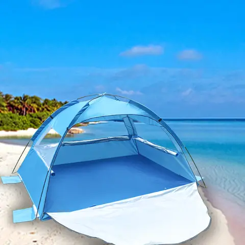 समुद्र तट टेंट 2-3 व्यक्तियों के लिए पॉप अप टेंट स्वचालित रूप से जल्दी खुलने वाला आउटडोर कैम्पिंग टूर पोर्टेबल धूप से सुरक्षा विस्तारित मैट के साथ 8 best sales पॉप अप समुद्र तट तम्बू - №4