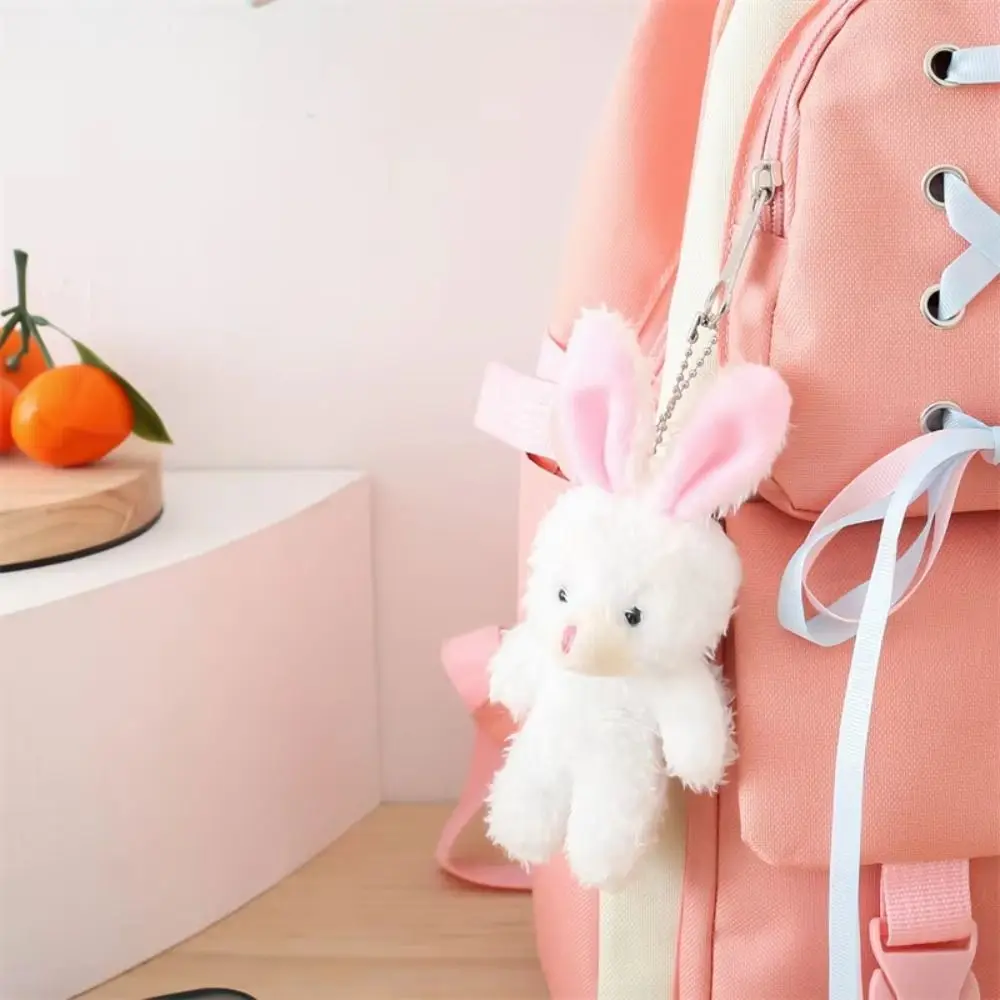 10Pcs Stuffed Keyring Cartoon Animal Little Rabbit Keyring Stuffed White Rabbit Keychain Cute Soft Easter Party Bunny
