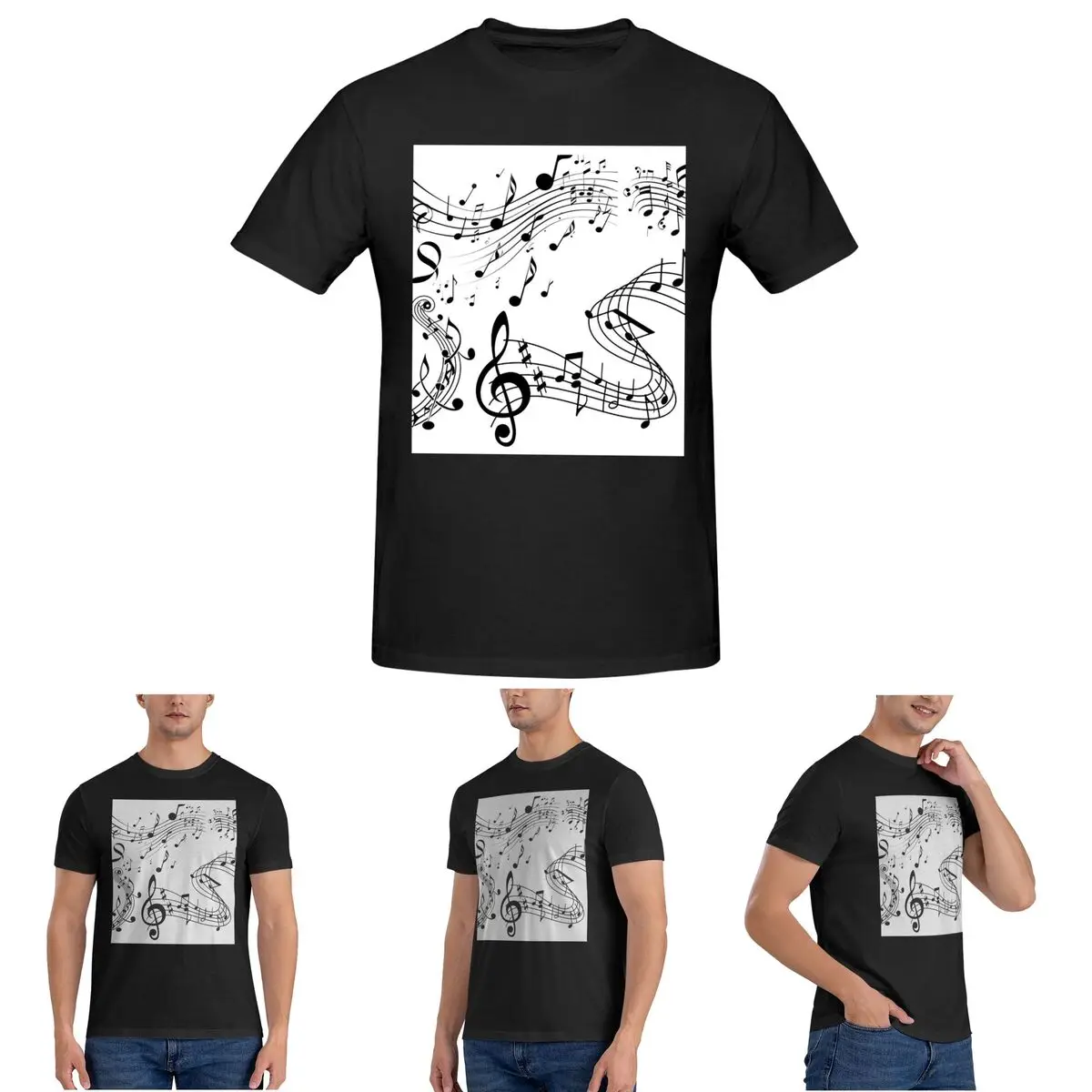 

Abstract Piano Keys With Musical Notes T-Shirt Cotton Plus Size T Shirts Men's Tees Short Crew Neck Summer Clothes Tops S-6XL
