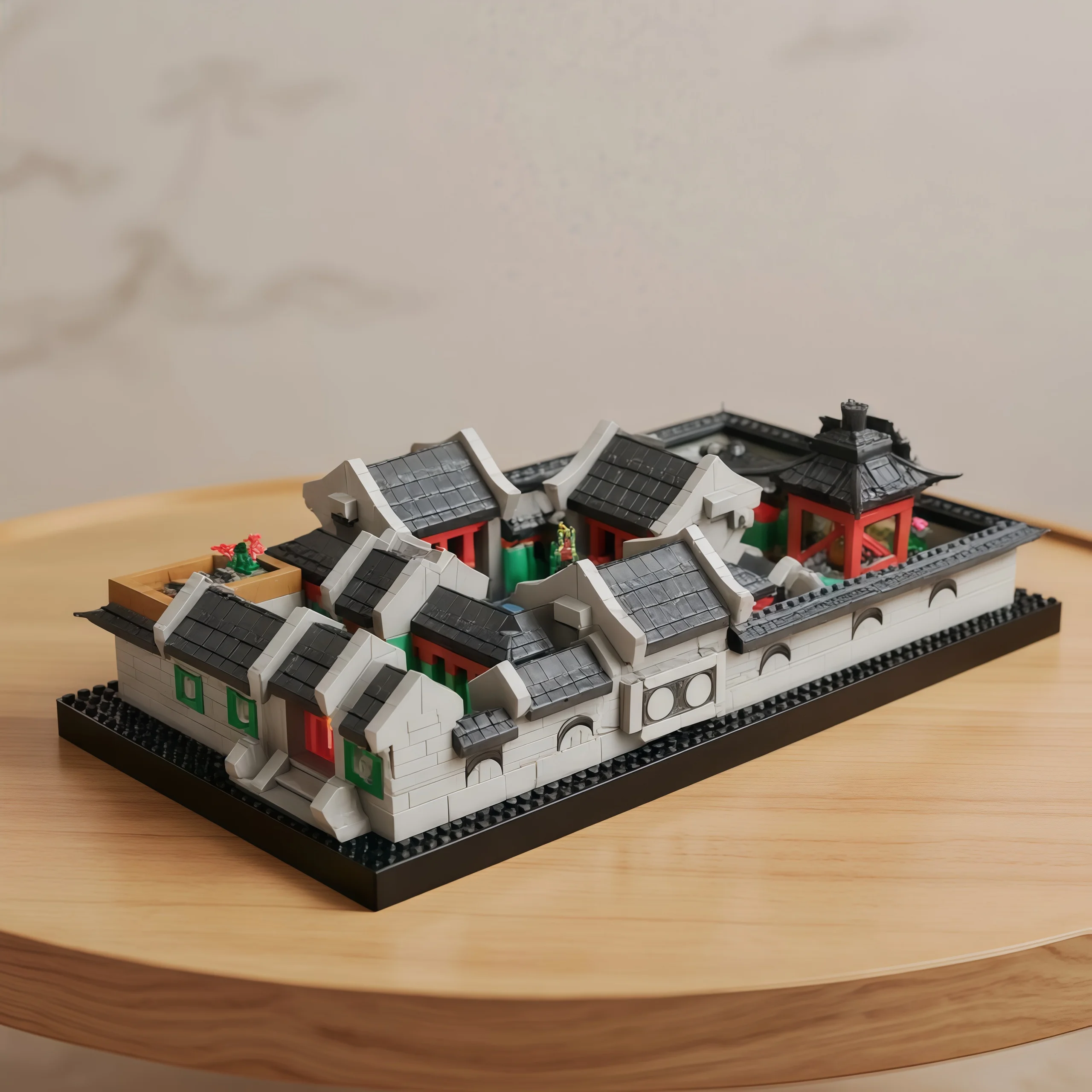 

Traditional Chinese Courtyard Construction Blocks, Grey Tile Ancient Residence DIY Table Decoration Gift