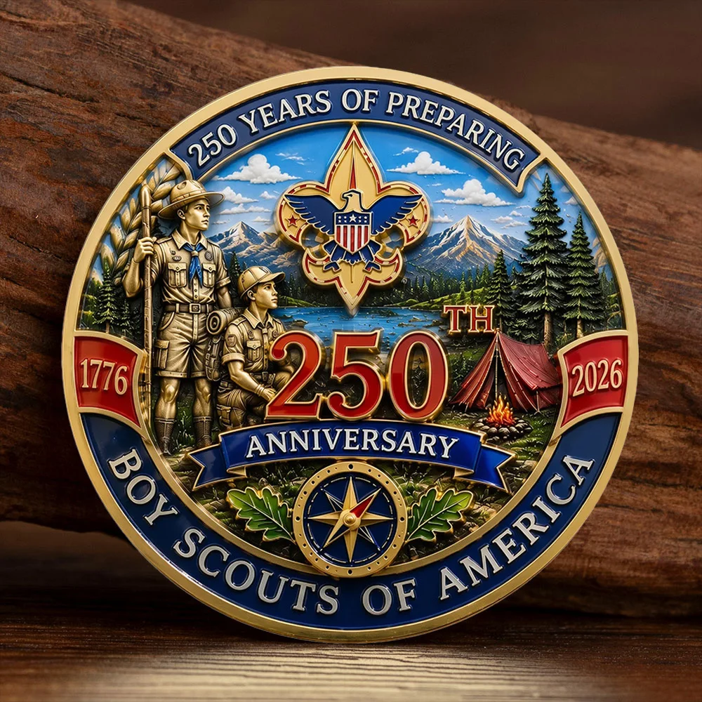 Boy Scouts of America Gold Plated Commemorative Coin 250th Anniversary 1776-2026 Souvenir Gift Challenge Coins
