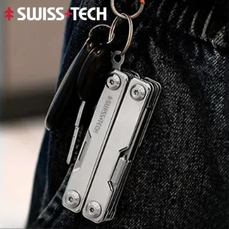SWISS TECH Rescue Survival Multitool Scissors 9 In 1 Outdoor EDC Mini Keychain Multi Tools Window Breaker Seat Belt Cutter
