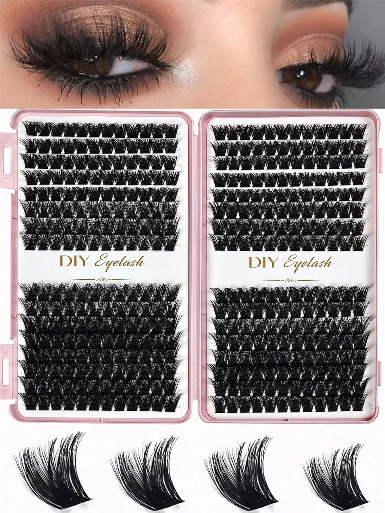 384 Stück Einzelwimpern 10-14mm DIY Wimpernverlängerung Natürliche Mischung Dichte Volumen-Kunstwimpern – Detail 1