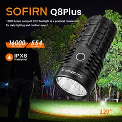 Sofirn Q8 Plus 6 * XHP50.2 ไฟฉาย LED 21700 USB C ชาร์จ 16000lm ไฟฉายที่มีประสิทธิภาพ EDC แบบพกพาโคมไฟโคมไฟ BLF Anduril 2