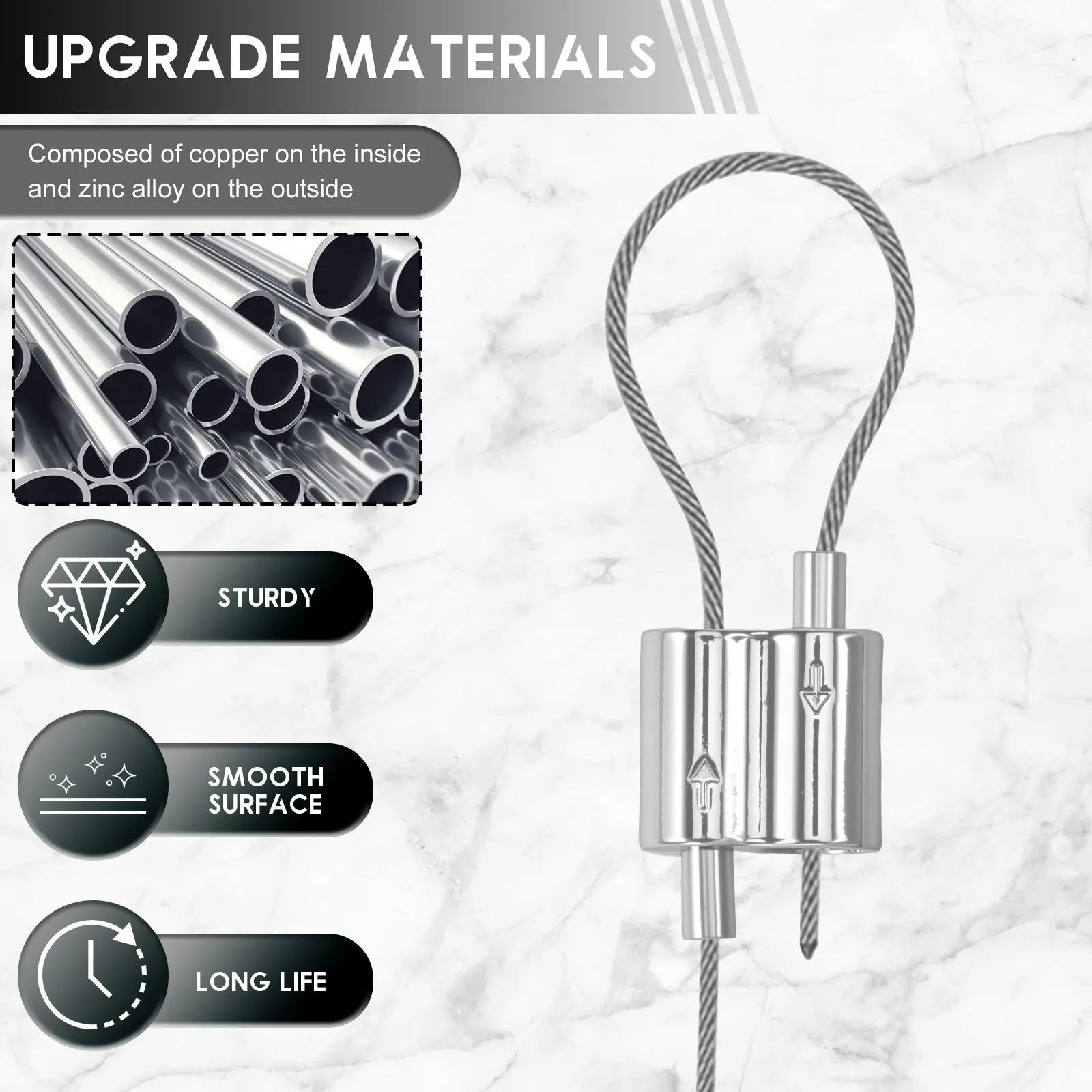 60/10PCS M2 M3  Stainless Steel Wire Rope Cable Clamp Adjustable Wire Rope Clip For 1/16 Inch 1/8 Inch Diameter Wire Cable