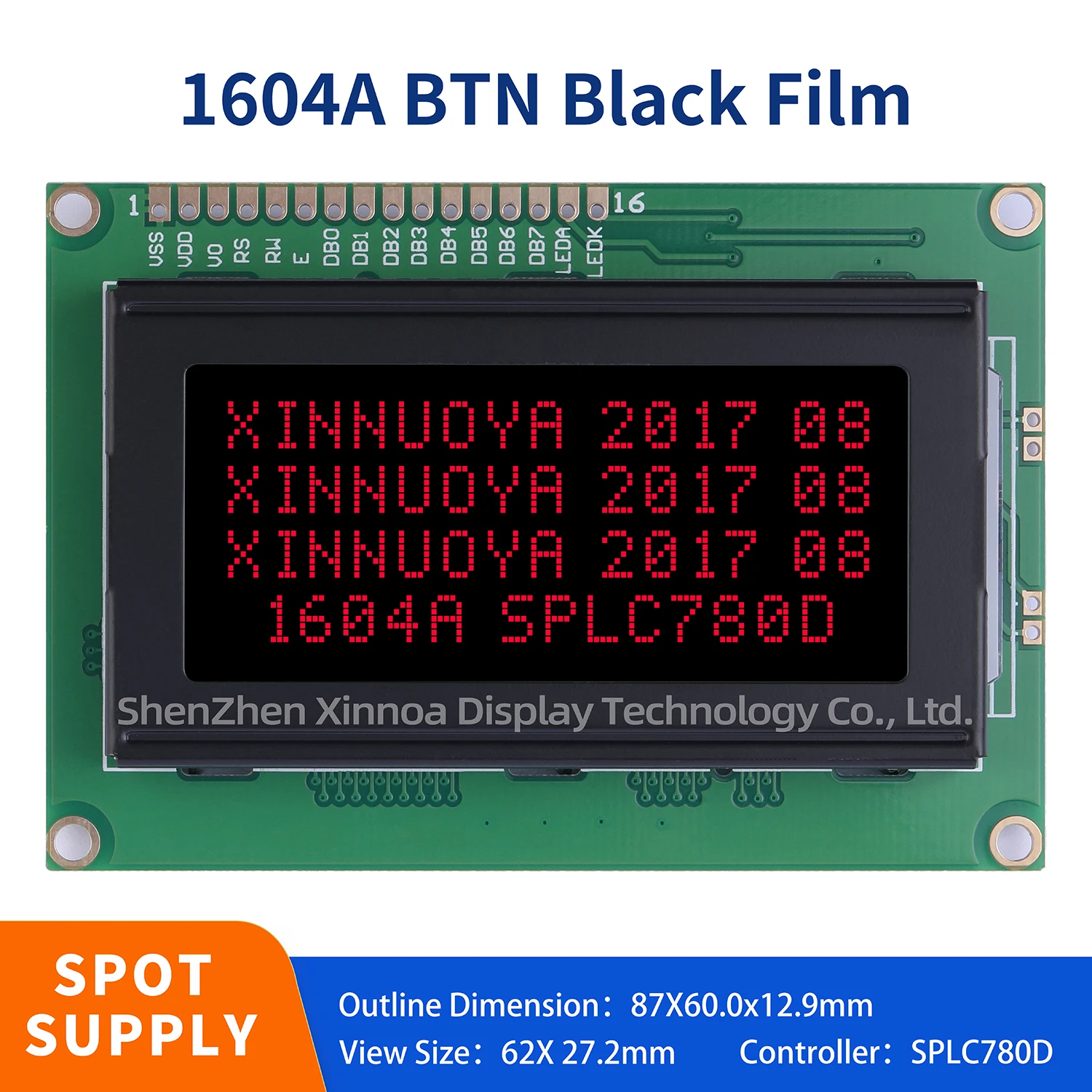 Display LCD Controller Board, Display Módulo Board, Arduino Preto Film Red font, BTN, DC 5V, 1604A, 1604A, ST7066U