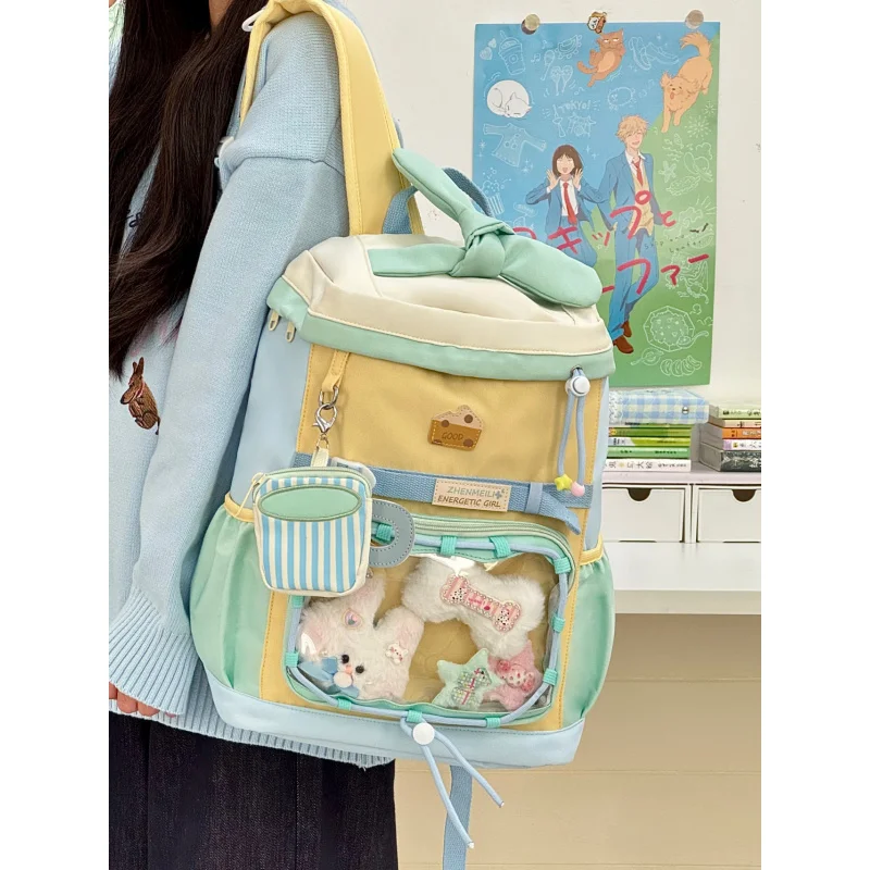 Highly Attractive Elementary School Backpack2025New dopamine color-blocking children's backpack with large capacity for girls