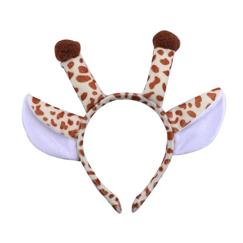 Girls Cute Cow Giraffe Elephant Monkey Headband Kawaii Soft Cat Bear Tiger Panda Ears Headpiece Performance Birthday Party Wear