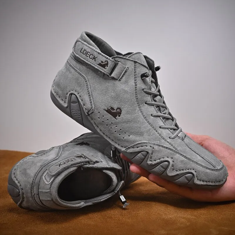 

New Men Boots Casual Motorcycle Autumn Winter Shoes Waterproof High Top Sneakers Luxury Italian Walking Driving Footwear