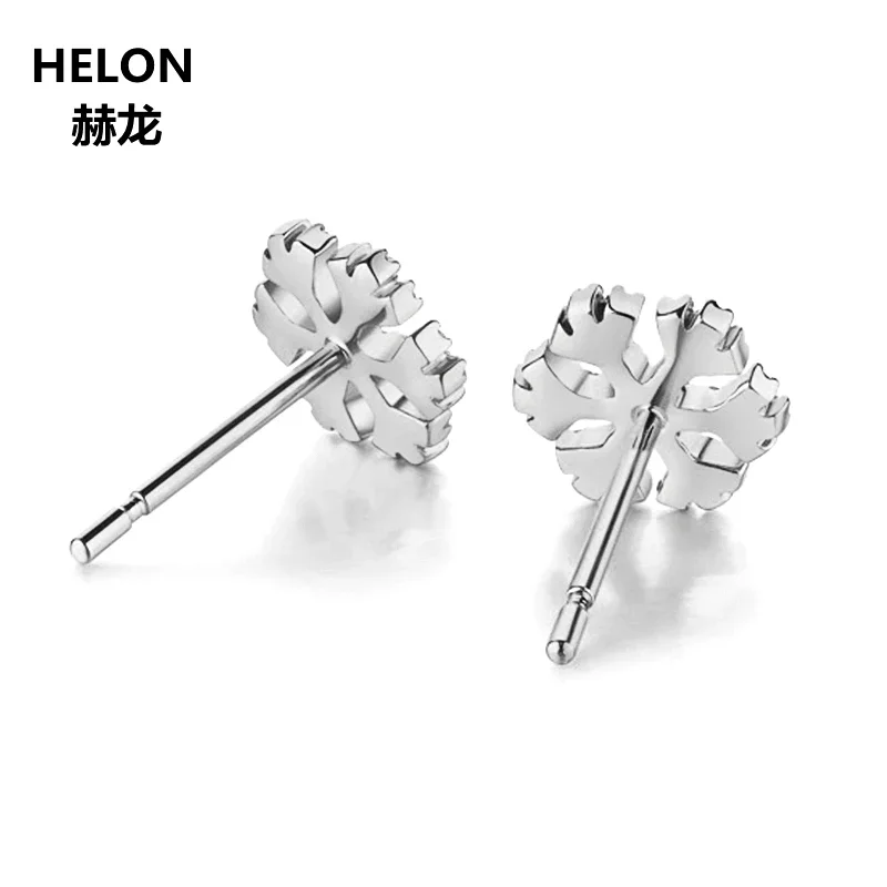 0.24ct SI/H Natural Diamonds Stud Earrings Women Solid 14k White Gold Snowflake Engagement Wedding Anniversary Jewelry