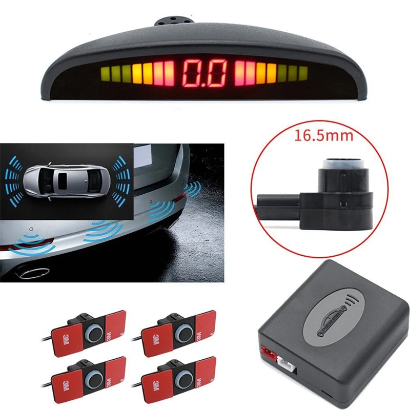 Car Parktronic LED Parking Sensor With 4 Sensors 16mm Reverse Backup Car Parking Radar Monitor Detector System