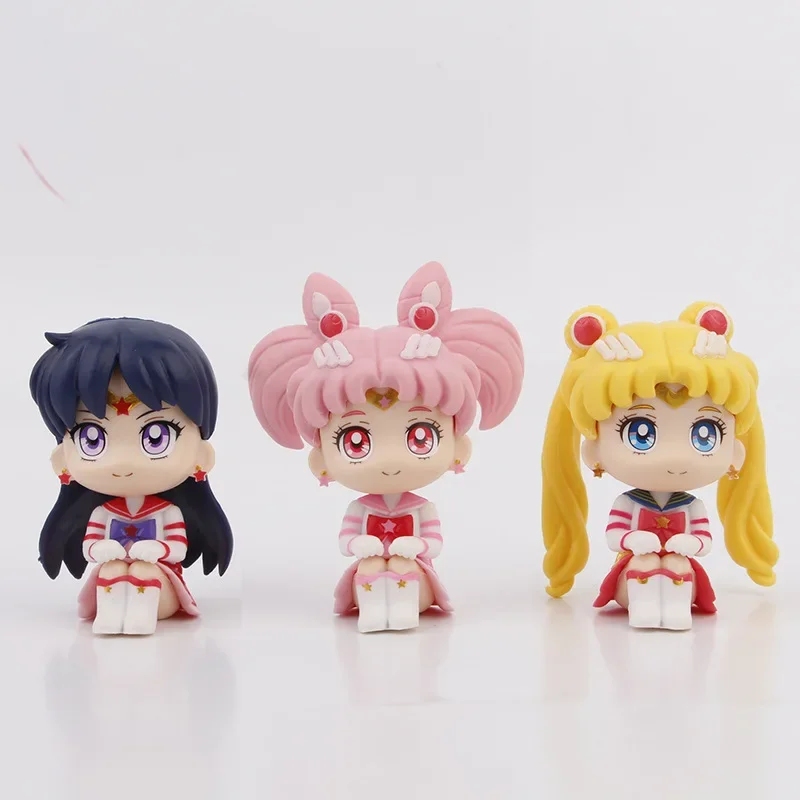 6 Pcs/set Sailor Moon Anime Figure Tsukino Usagi Chibiusa Kino Makoto Action Figure Sailor Mars Jupiter Mercury Venus Kid Toy