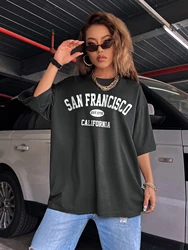 San Francisco - Usa City Cotton Printed Woman Tshirts Trend All-Matchclothes Soft Oversized T-Shirt Comfortable Sport Tee Top