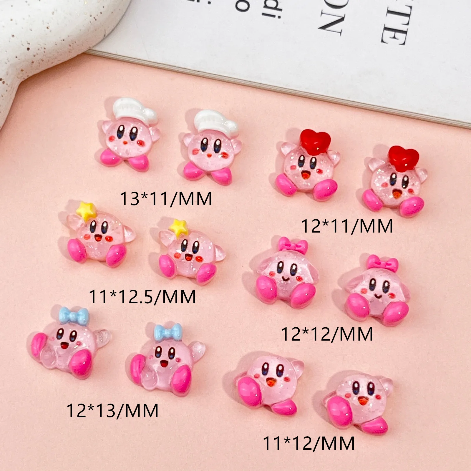 20Pcs Resin Mini game character Kirby Nail charm Art Flatback acrylic Figurines DIY Miniatures Decor Craft