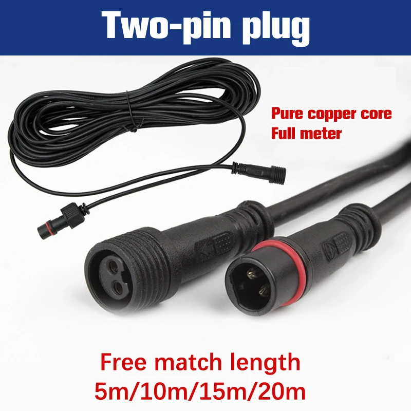 5 Meter Extension Cable For Solar Spotlight Waterproof Cable 2 Pin Male to Female Connector Floodlight  Universal 5M Cable