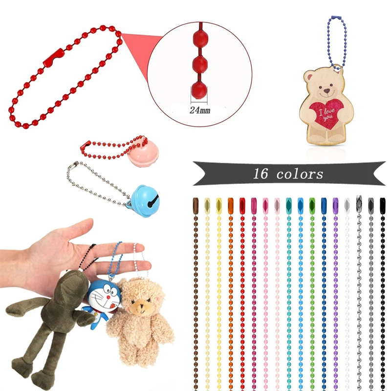 300Pcs 10-15cm Colorful lron Ball Bead DIY Keychain Doll Label Connector Handwork Jewelry Making Accessorise Bracelet Wholesale