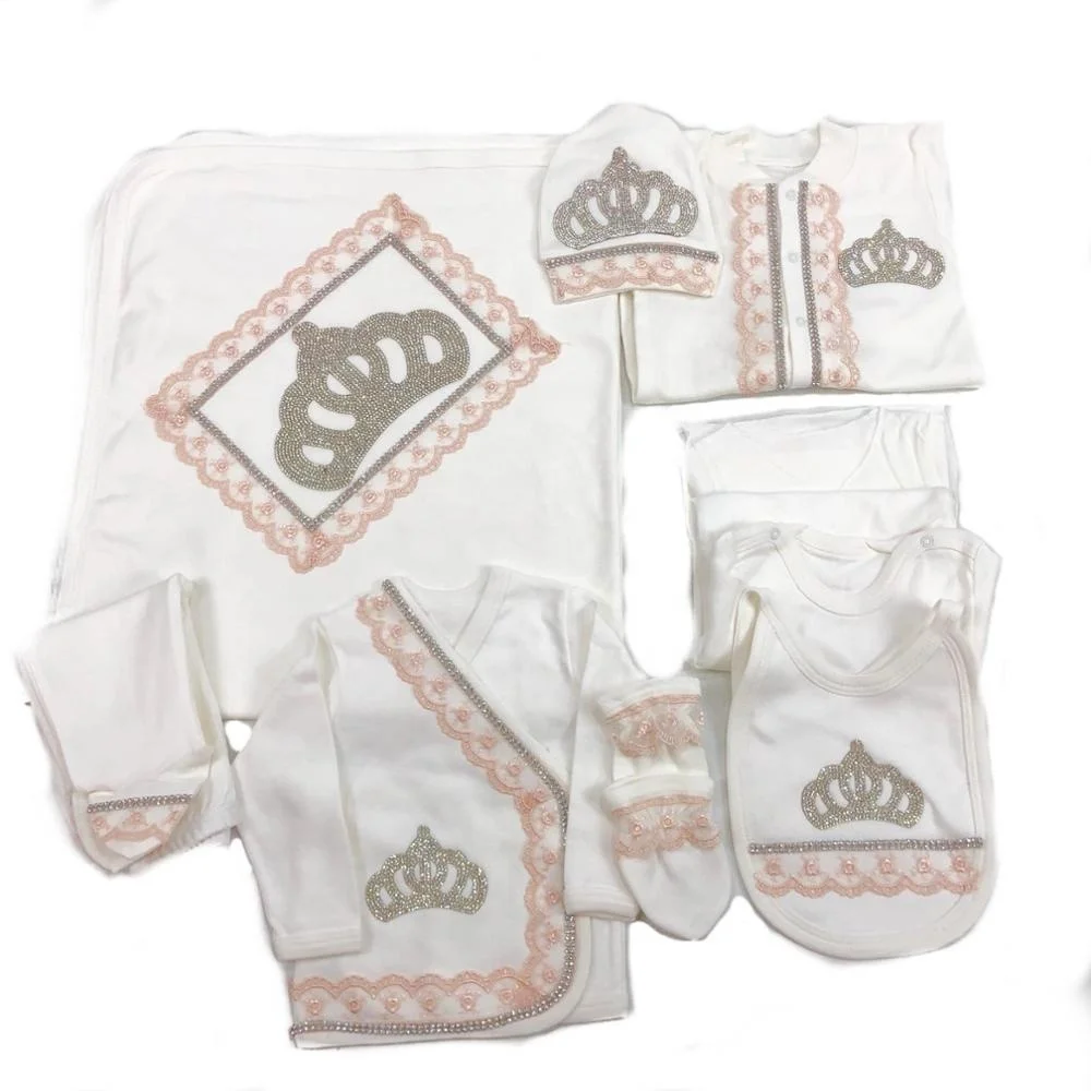 Wholesale Custom Newborn 10 Pieces 100% Cotton Baby Romper Set Baby Blanket Baby Gift 10 Pieces Hospital Exit For Newborn