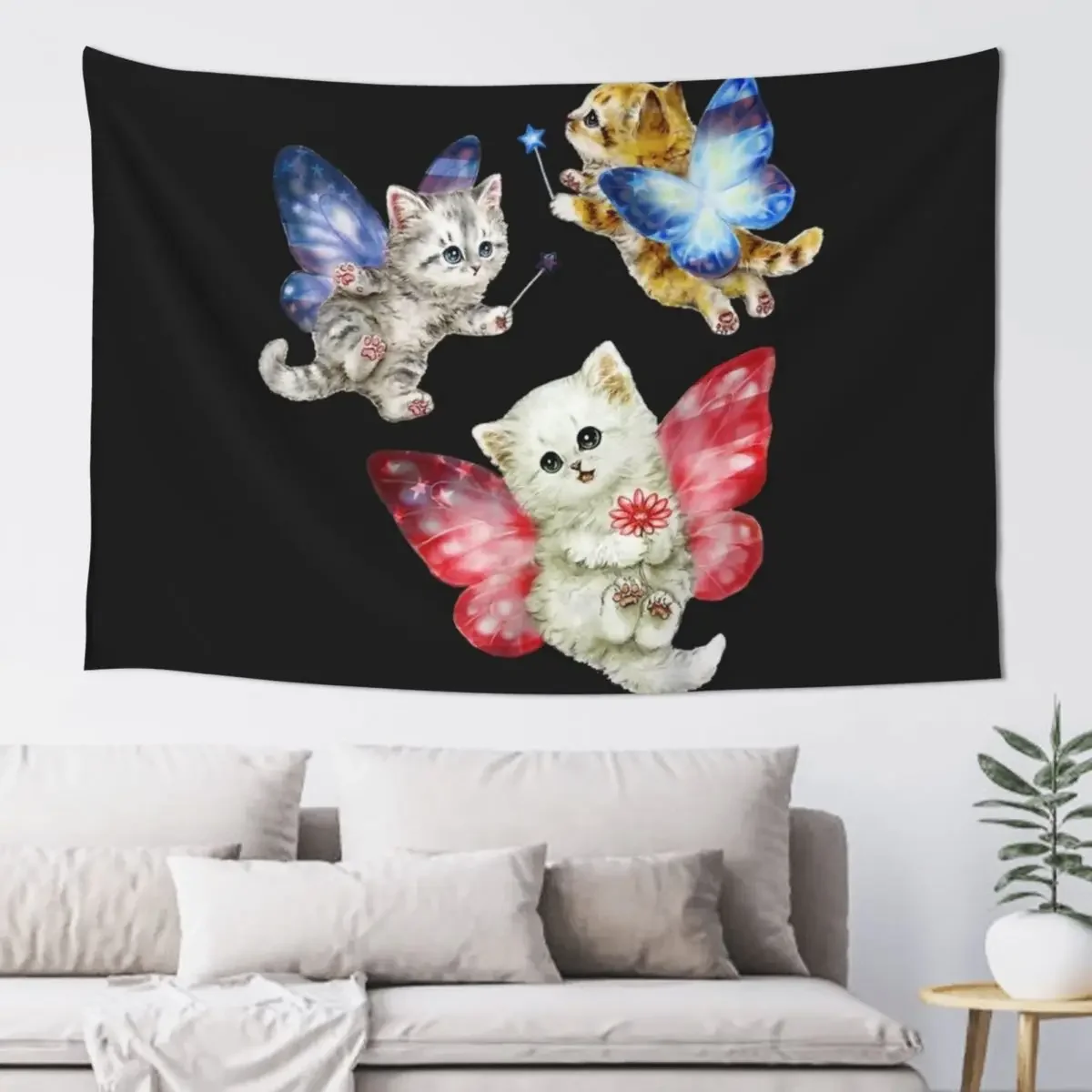 

Cat Fly Like A Butterfly Tapestry House Decoration Bedroom Decoration Decoration Home Tapestry