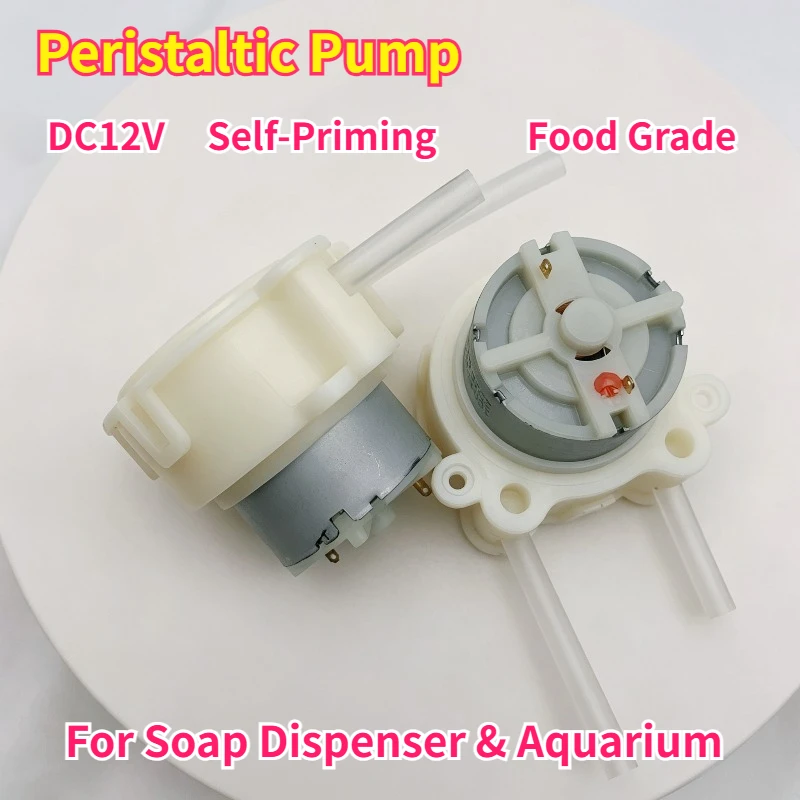 DC 12V Mini Peristaltic Pump Food Grade Self-Priming Dosing Pump for Soap Dispenser Aquarium Lab Analyzer
