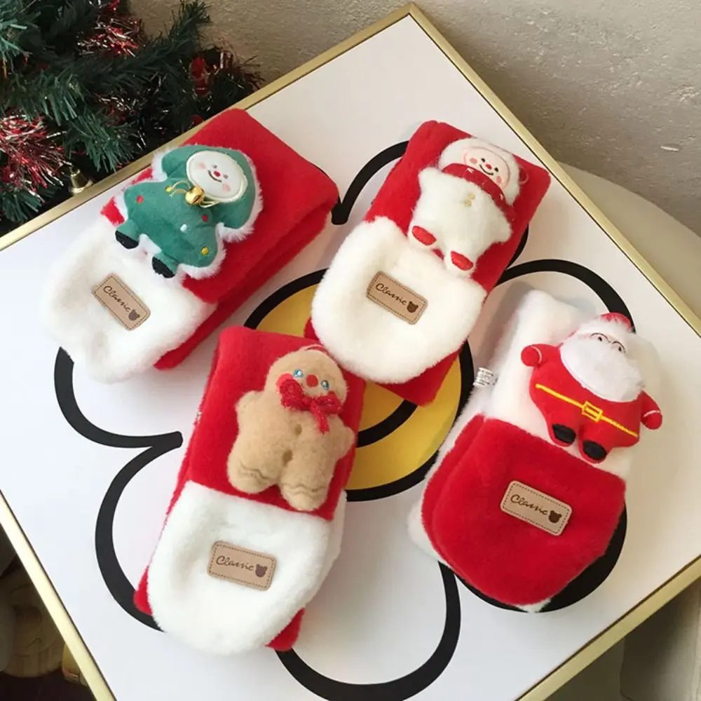 

Contrast Color Christmas Plush Cross Scarf Santa Claus Doll Children Fleece Muffler Snowman Cloth Accessories