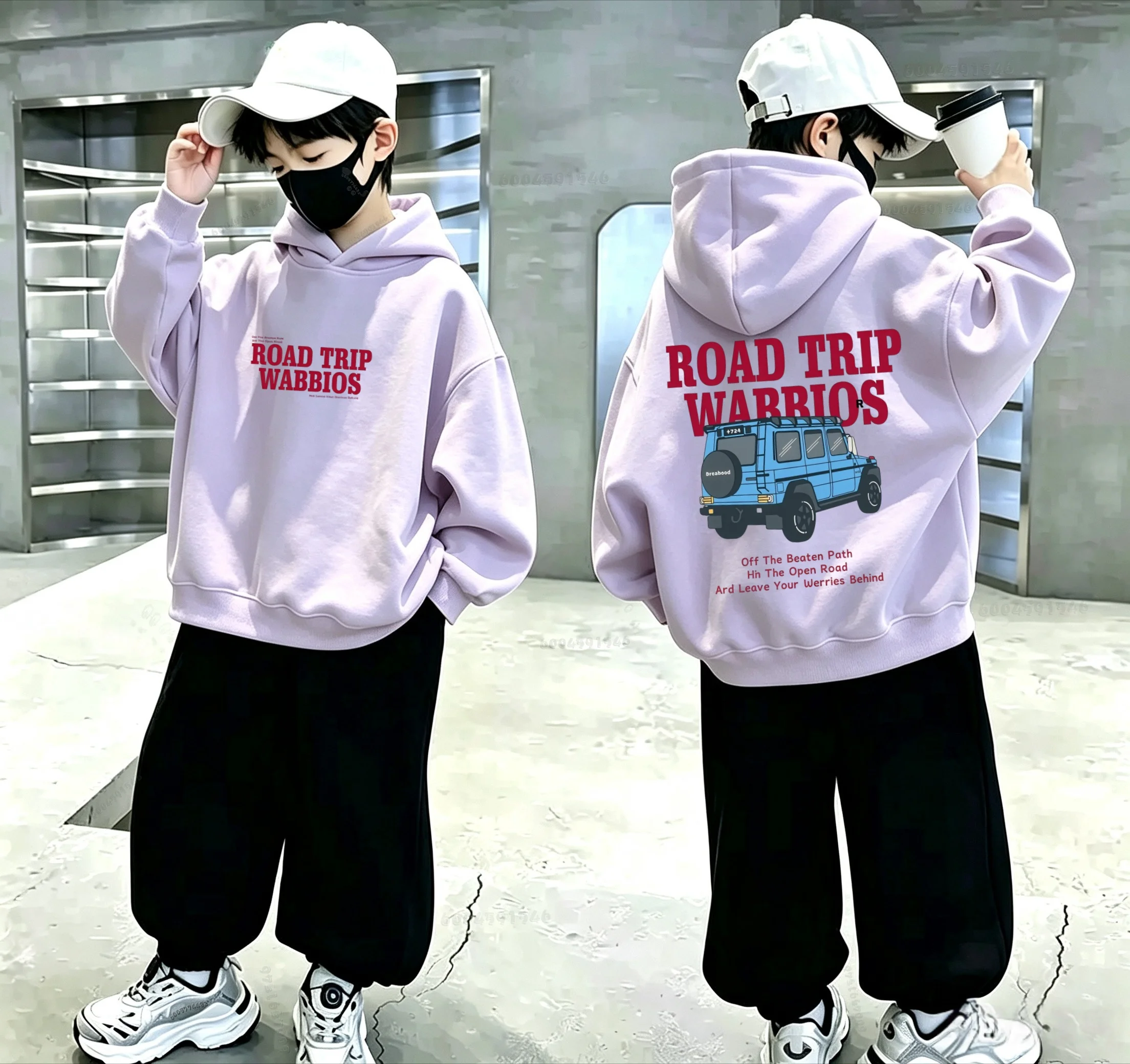 Autumn/Winter Children's Comfortable Hooded Sweatshirt - Cartoon Off-road Vehicle Print Hooded Sport Shirt