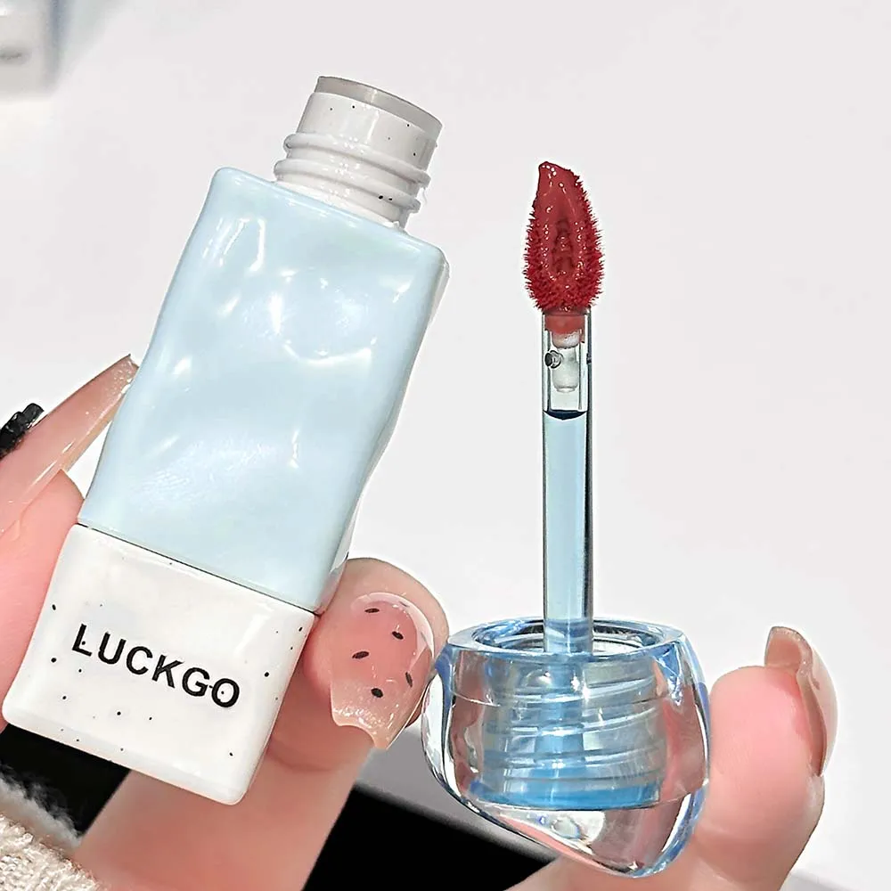 LUCKGO Glossy Lip Lacquer Mirror Shine Milk Tea Color Low Saturation Sheer Tint Hydrating Non-Sticky No-Makeup Look Daily Wear