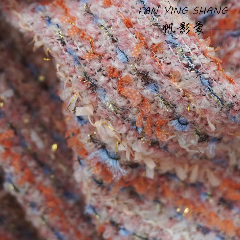 

The Pink Golden Thread Wool Tweed Fabric For Coat Cloth Diy