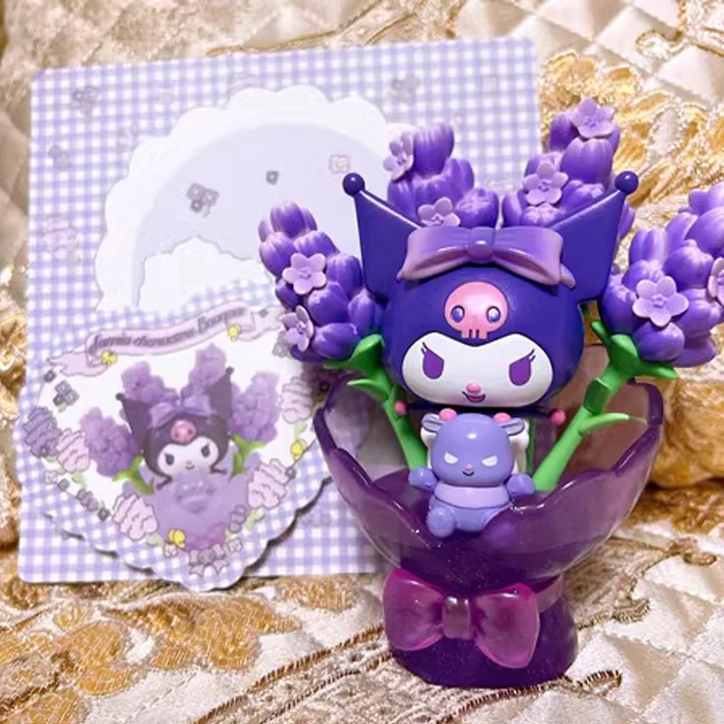 11.9cm Original Sanrio Figure Bouquet Series Kuromi Melody Anime Figurine Model Dolls Decorate Collectible Kids Gift