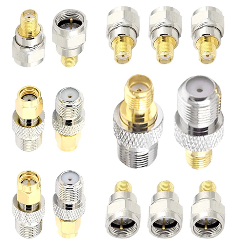 

5/20Pcs Gold Plated Brass Pin RP SMA to F Male F Female Quick Plug Audio Coax Connector with Screw Thread Terminal