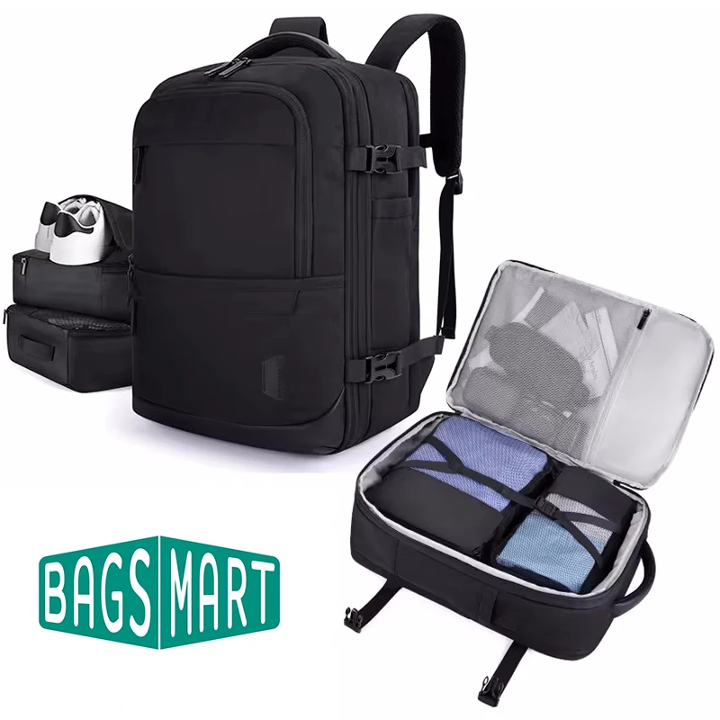 Sac à dos de cabine de voyage avec cubes d\'emballage, bagage à main aérien, valise pour ordinateur portable, 4 pièces, 40L, BAGSMART 17.3