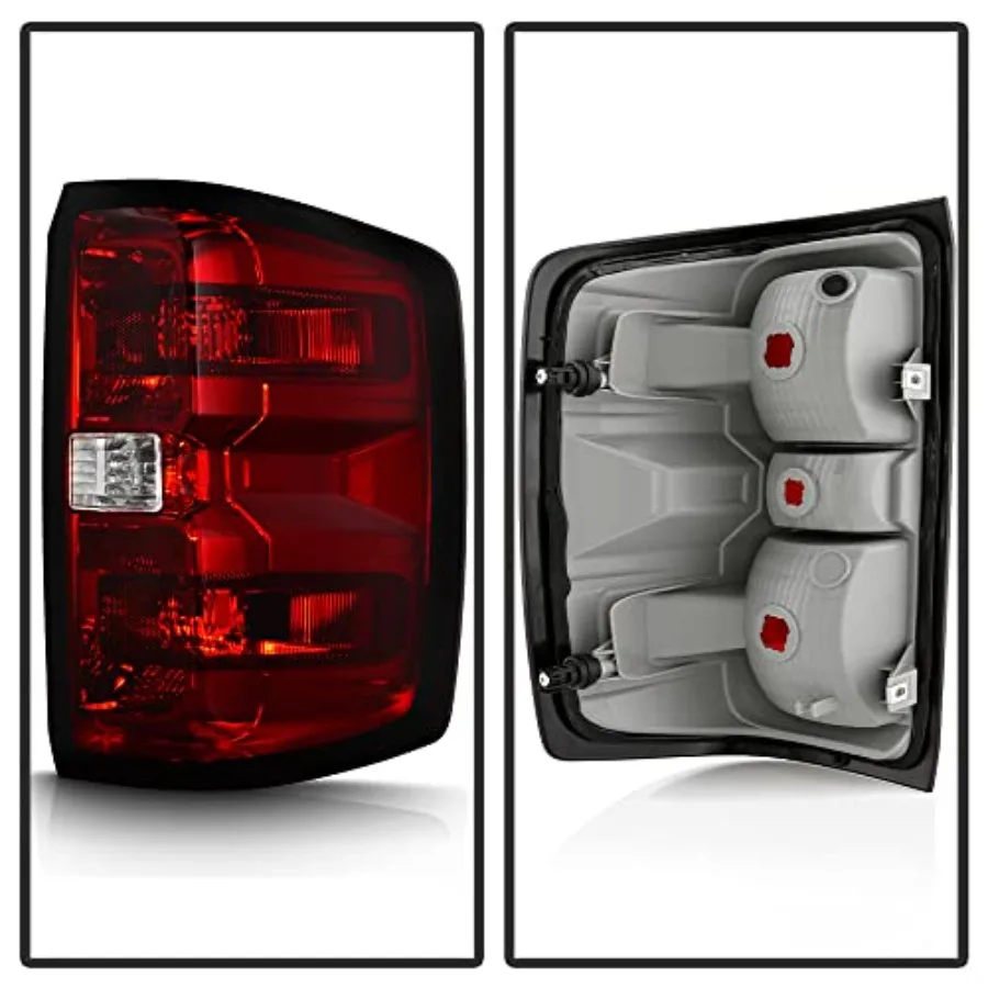 For 2014-2018 Chevy Silverado 1500 15-19 2500HD 3500HD Dark Red Tail Lights Lamp Left+Right Incandescent Type
