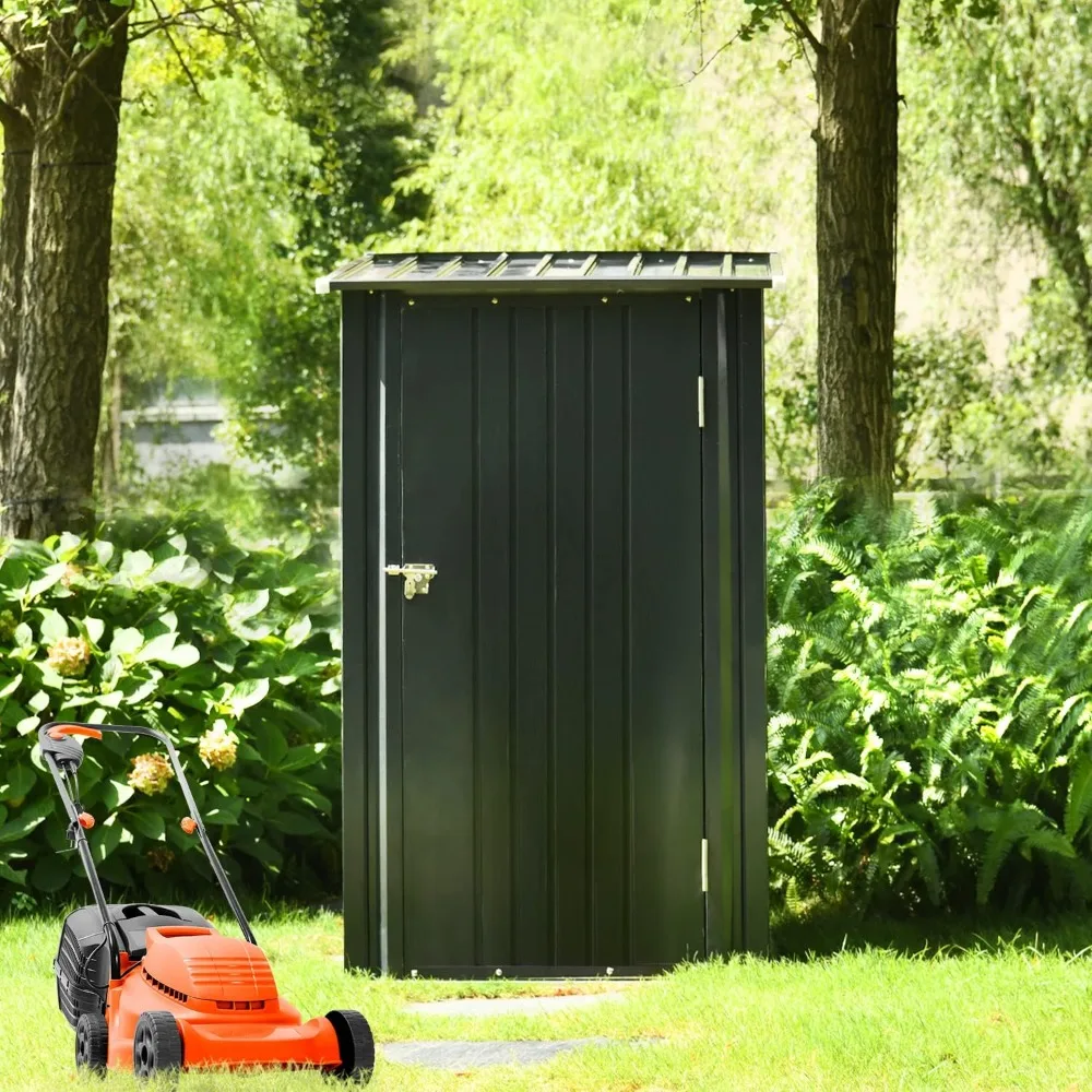 

Outdoor Storage Shed, 3 X 3 FT Metal Steel Garden Shed with Single Lockable Door, Small Shed Outdoor Steel Utility Tool Shed