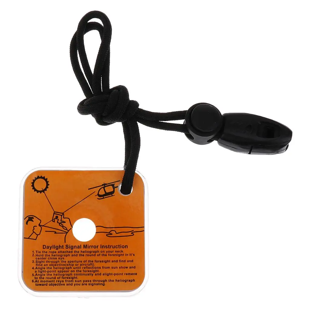 Survival Signal Mirror Acrylic Reflective Outdoor Emergency Communication Rescue Tool with Lanyard for Camping Hiking