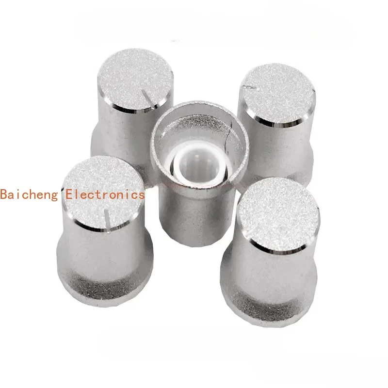 10PCS Matte potentiometer cap coding switch 15 * 15MM flower shaft universal diameter 6mm bright edge aluminum alloy knob