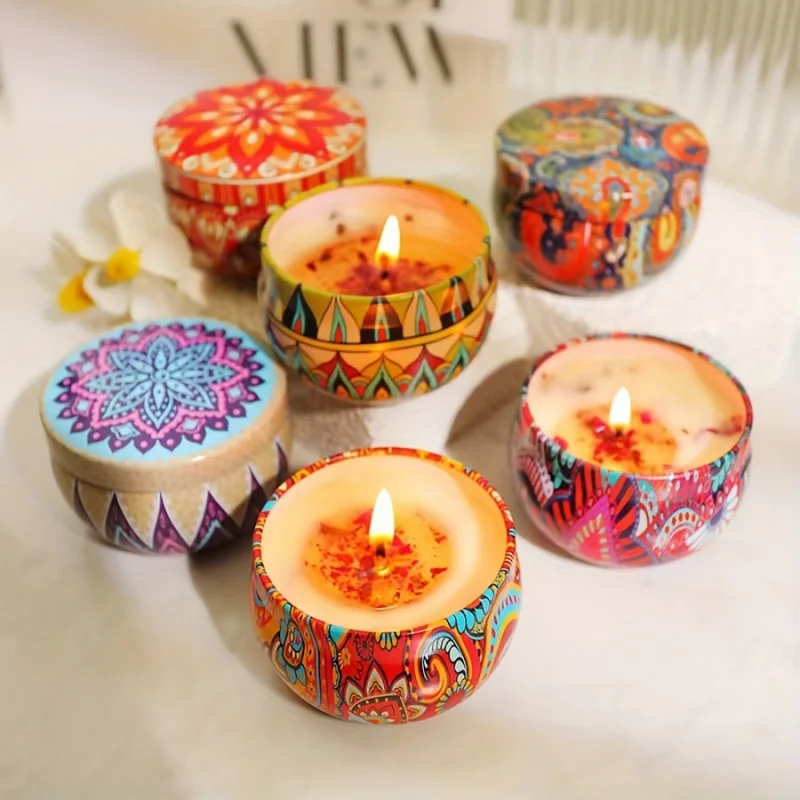 4pcs Scented Candle Set - Jasmine, Sandalwood, Rose & More - Perfect for Relax, Relaxation, Yoga & Bathing - Ideal Holiday Gift