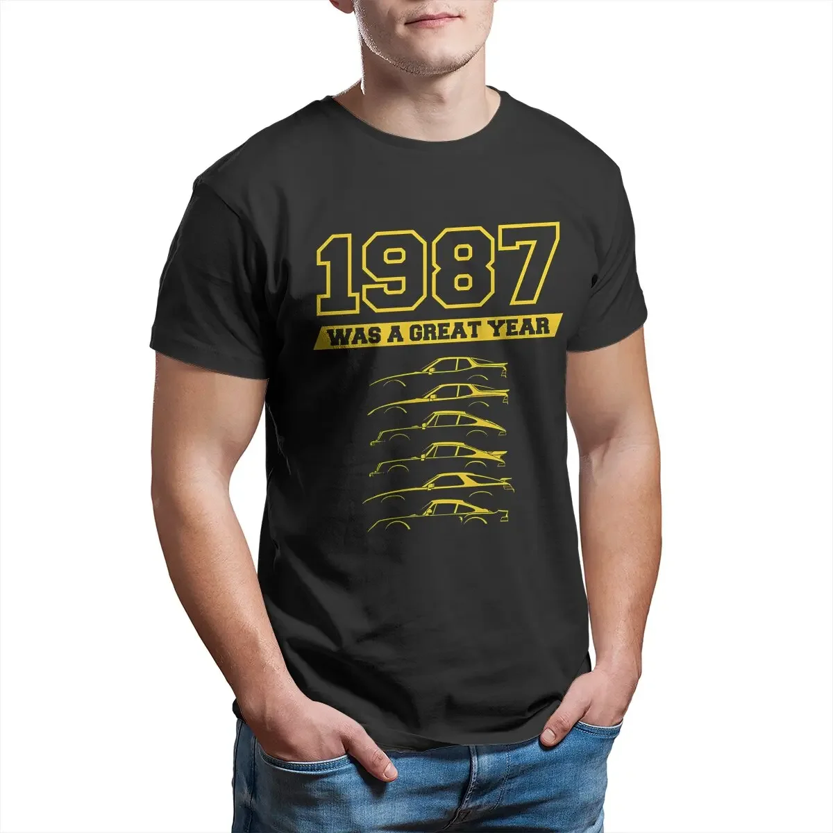 1987_Was_A_Great_Year_for_Porsche_SilhouetteHistory Men TShirt  Crewneck Short Sleeve Cotton T Shirt Funny Top Quality Gift Idea