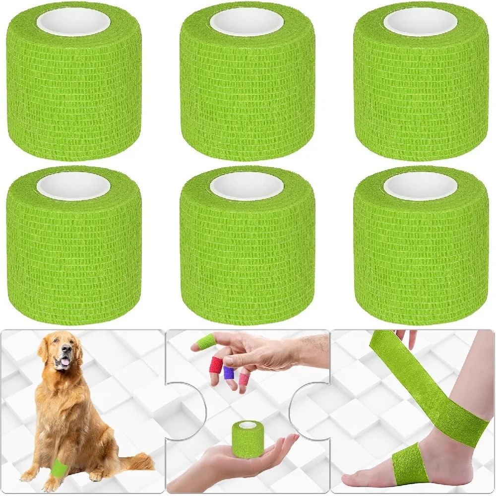 2 Pcs Self Adhesive Cohesive Bandage Wrap, 2.5cm X 4.5m Breathable Elastic Non-Woven Tape, Athletic Sports Finger Tape, Wrist Ankle Support, First Aid Bandage & Pet Self-Adherent Bandage