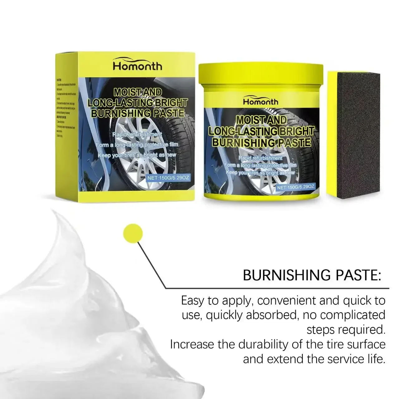 Car Tyre Cleaning and Maintenance Cream Wheel Cleaning and Decontamination Refurbishment New Bright Polish Tyre Coating