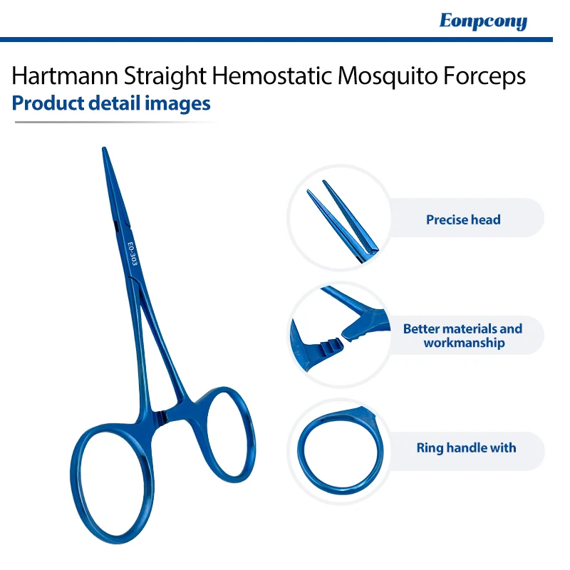 Titanium Alloy Hartmann Straight Mosquito Hemostatic Forceps Reusable Surgical Clamp Instrument